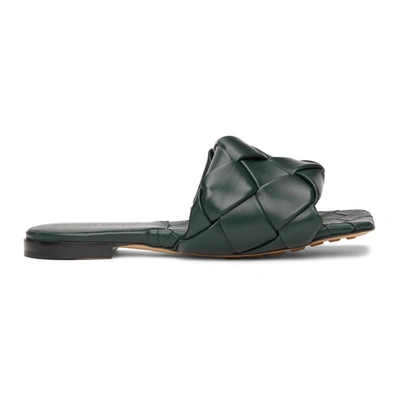 Bottega Veneta Green Intrecciato Lido Flat Sandals In Black