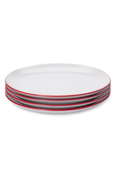 Leeway Home Set Of 4 Dinner Plates In Red Stripes