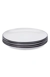Leeway Home Set Of 4 Dinner Plates In Midnight Navy Stripes