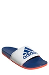 Adidas Originals Adilette Comfort Sport Slide In White/royal Blue/solar Red