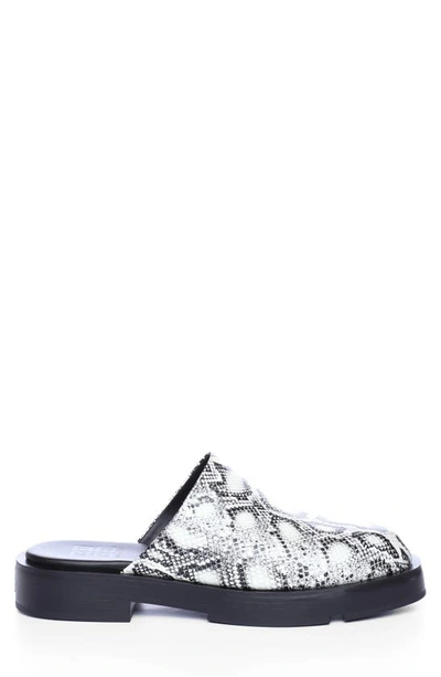 Givenchy Men's Snake-print Lambskin Mules In Stone Grey