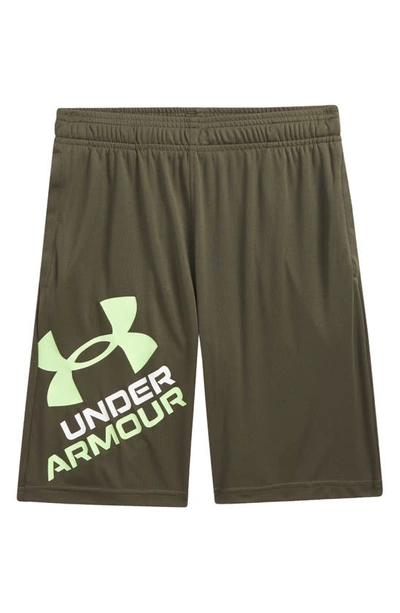 Under Armour Kids' Ua Prototype 2.0 Performance Athletic Shorts In Victory Green/ Summer Lime