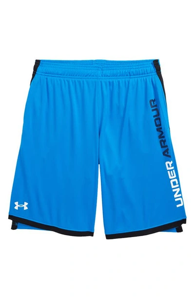 Under Armour Kids' Ua Stunt 3.0 Performance Athletic Shorts (big Boy) In Blue Circuit / Black / White