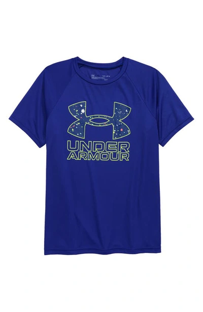Under Armour Kids' Ua Tech™ Hybrid Performance Graphic Tee In Indigo / / Yellow