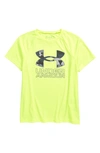 Under Armour Kids' Ua Tech&trade; Hybrid Performance Graphic Tee In High-vis Yellow / / Pitch Gray