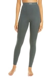 Skims Cotton Rib Thermal Leggings In Deep Sea