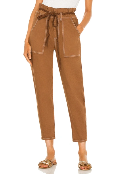 Something Navy Harlow Paperbag Pants In Brown