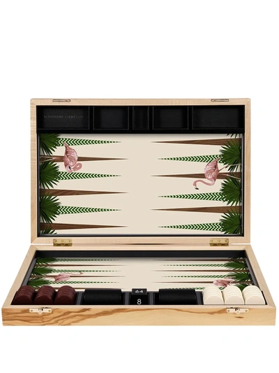 Alexandra Llewellyn Flamingo Tournament-size Backgammon Set In Pink