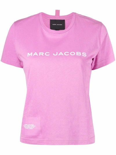 Marc Jacobs Pink T-shirt With Contrasting Logo Lettering In Purple