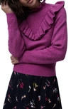 French Connection Mira Ruffle Long Sleeve Sweater In Purple