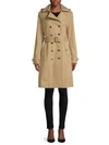 Calvin Klein Petite Double-breasted Trench Coat In Khaki