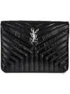 Saint Laurent Large Loulou Matelasse Leather Pouch - Grey In Nero