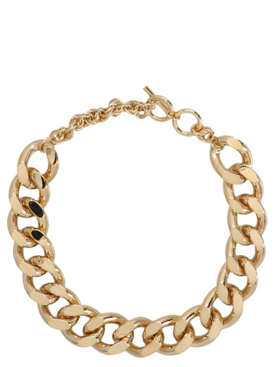 Jw Anderson Oversized Logo Grid Chain Necklace In Gold