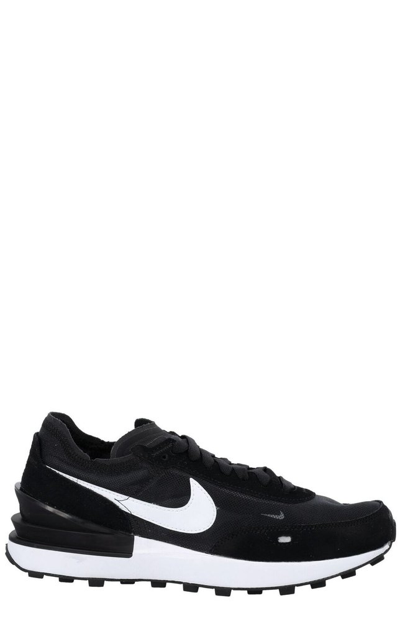 Nike Waffle One Suede And Leather-trimmed Mesh Sneakers In Black/white