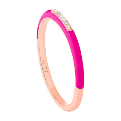 Djula Pink Enamel Band Ring In Pink Gold
