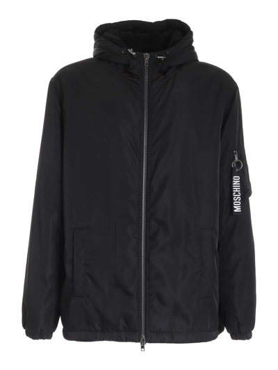Moschino Logo Charm Padded Jacket In Black