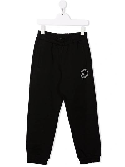 N°21 Teen Circular-logo Cotton Track Trousers In Black