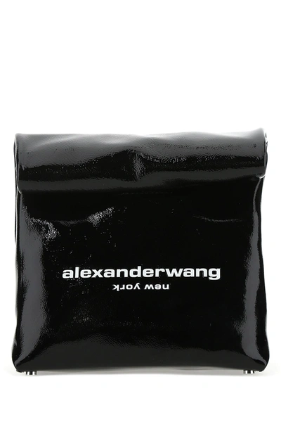 Alexander Wang 'lunch Bag' Patent Leather Foldover Clutch In Black