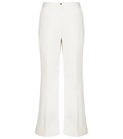 Gucci High-rise Wide Cotton Pants In White