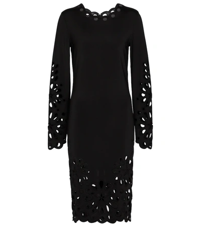 Burberry Broderie Anglaise Detail Stretch Jersey Dress In Black