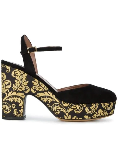 Tabitha Simmons Maya Damask Platform Pumps With Suede In Black