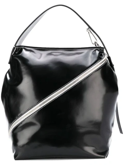 Proenza Schouler Medium Pebbled Leather Zip Hobo In Black