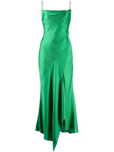 dark green jacquard dress One Shoulder Jacquard Dress In Green Gold main image 0
