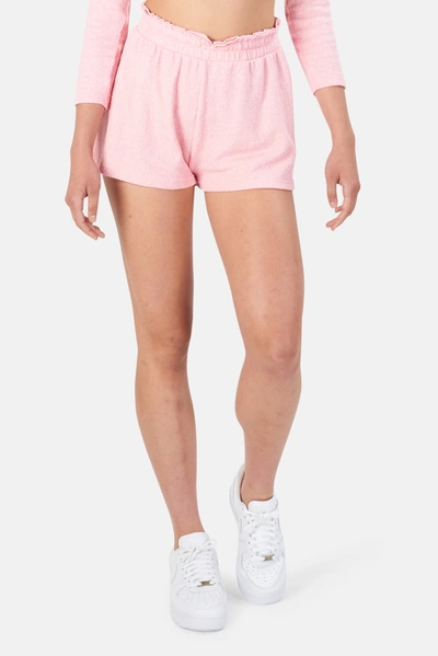 Loveshackfancy Delvina Mélange Cotton-blend Terry Shorts In Pink Grace
