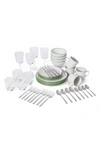 Leeway Home The Full Way 44-piece Set In Green Stripes