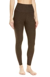 Beyond Yoga Caught In The Midi High-waist Space-dye Leggings In Chocolate Chip Espresso