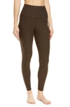 Beyond Yoga Caught In The Midi High-waist Space-dye Leggings In Brown