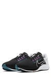 Nike Men's Air Zoom Pegasus 38 Running Sneakers From Finish Line In Black/white/chlorine Blue/metallic Si