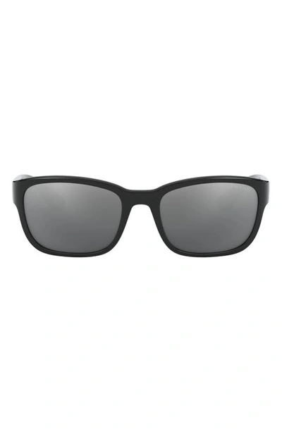 Prada 57mm Rectangle Sunglasses In Black