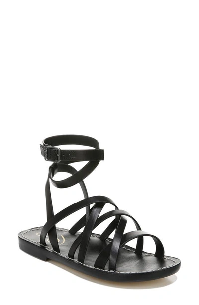 Sam Edelman Meriai Ankle-wrap Leather Gladiator Sandals In Black