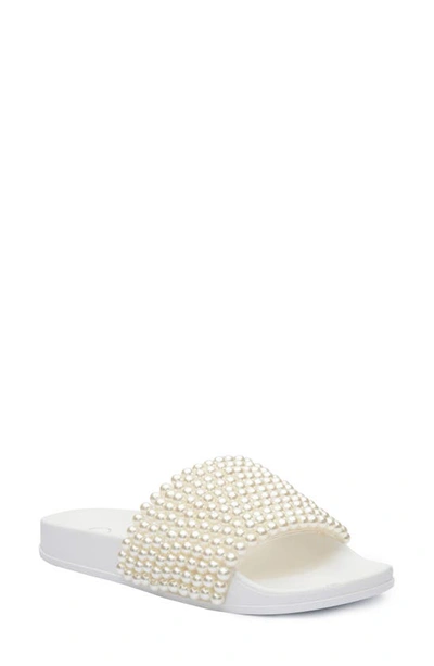 Jessica Simpson Saycie Beaded Slide Sandal In Clear/ Pearl