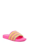 Jessica Simpson Women's Saycie Pool Slide Sandals Women's Shoes In Neon Pink, Multi