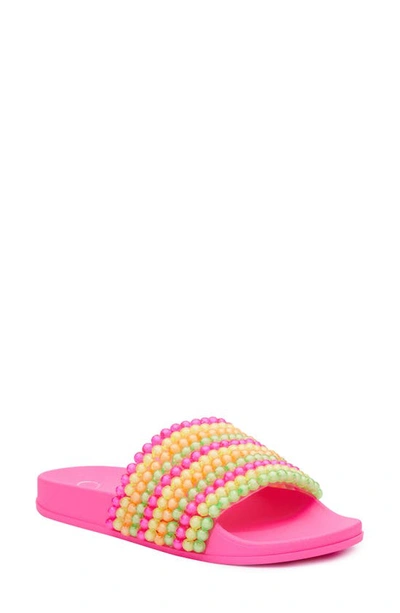 Jessica Simpson Women's Saycie Pool Slide Sandals Women's Shoes In Neon Pink/ Multi