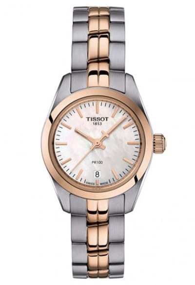 Tissot Pr 100 Lady Watch, 25mm In White/rose Gold