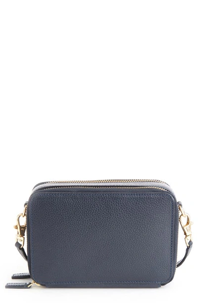 Royce New York Personalized Leather Crossbody Camera Bag In Navy Blue