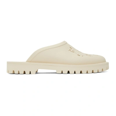 Gucci Men's Logo Print Rubber Slip-on Shoes In Neutrals