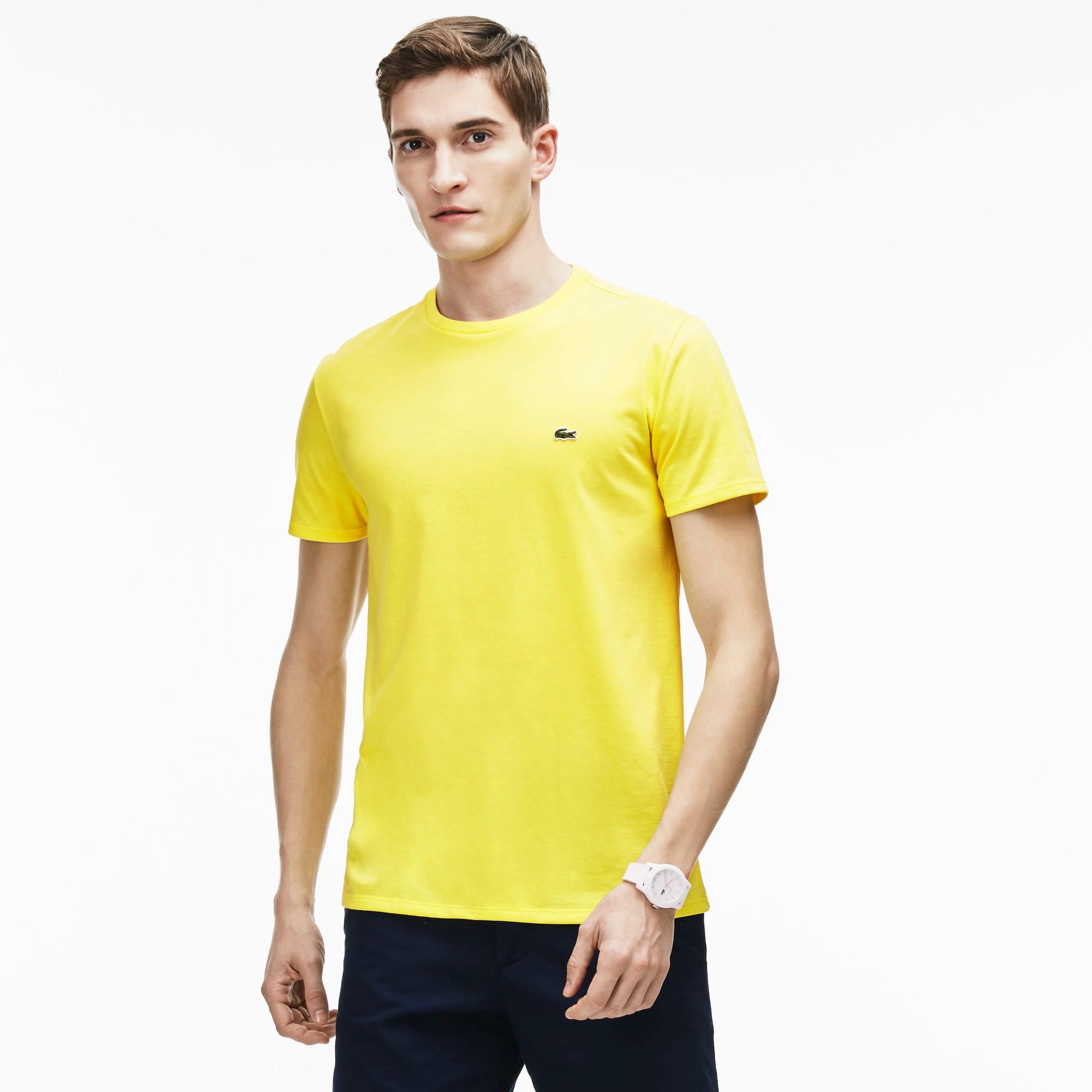 Lacoste Men's Crew Neck Pima Cotton Jersey T-shirt - Daphne Yellow ...