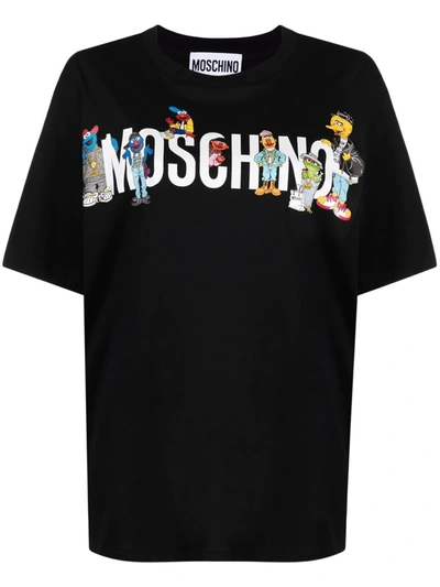 Moschino X Sesame Street© Logo Jersey T-shirt In Black