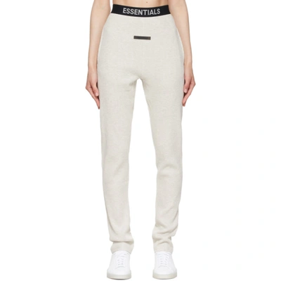 Essentials Off-white Thermal Waffle Logo Lounge Pants In Oatmeal