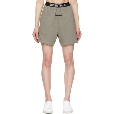 Essentials Grey Logo Lounge Shorts In Charcoal