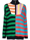 Staud Hampton Striped Ribbed Cotton-blend Sweater In Multicolour