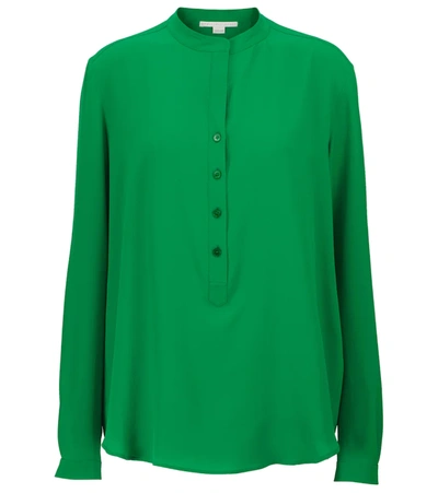 Stella Mccartney Silk Crepe De Chine Tunic Blouse In Sparkly Green