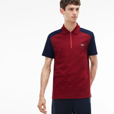 Lacoste Men's Made In France Regular Fit Colorblock Piqué Polo - Autumnal  Red /navy Blue-c | ModeSens