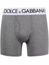 Dolce & Gabbana Logo-waistband Boxer Trunks In Melange Grey