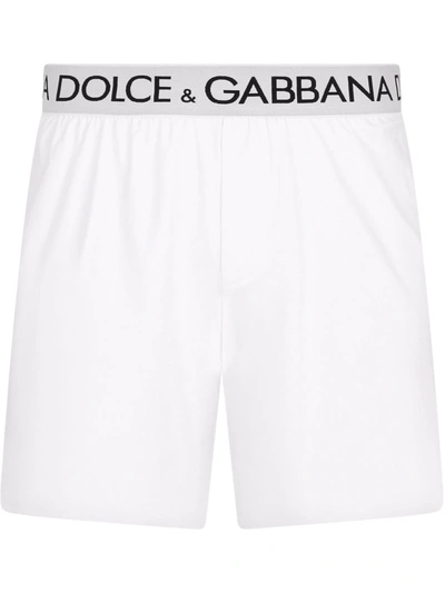 Dolce & Gabbana Two-way Stretch Cotton Boxer Shorts In White