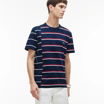 Lacoste Men's Made In France Striped Cotton Jersey T-shirt -  Ship/white-red-inkwell | ModeSens